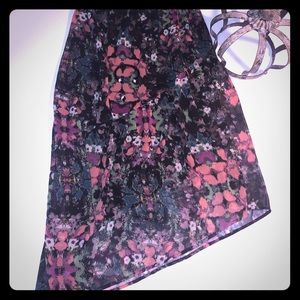 Ecote Floral Angled-hem Skirt Size Small